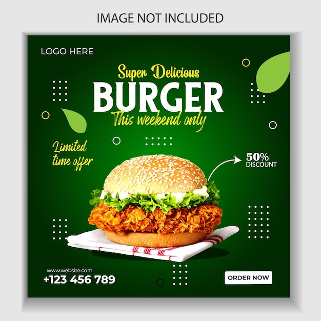 tasty burger social media post template.