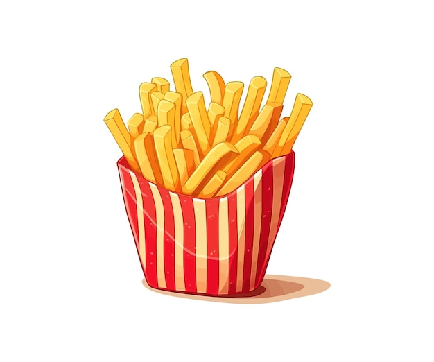 Tasty cartoon french fries in red box Vector illustration design