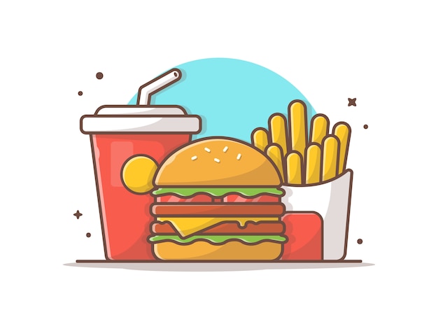 Tasty Combo Kid Meal Menu Cheese Burger with French Fries and Soda