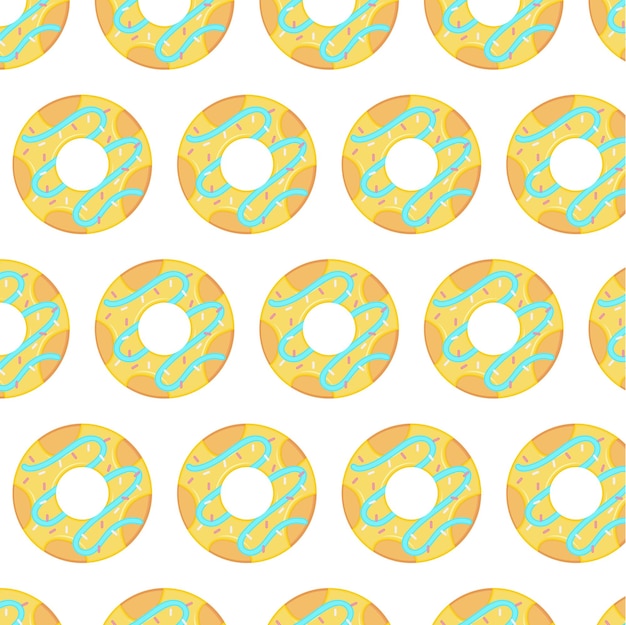 Tasty doughnut Pattern with bagel and coffee cup