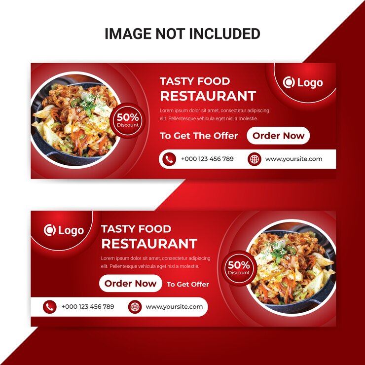 Tasty food facebook cover banner template for restaurant