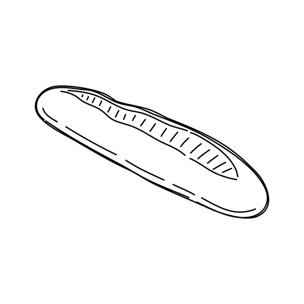 Вектор Вкусный французский багет или буханка хлеба эскиз рисованной стиль вектор