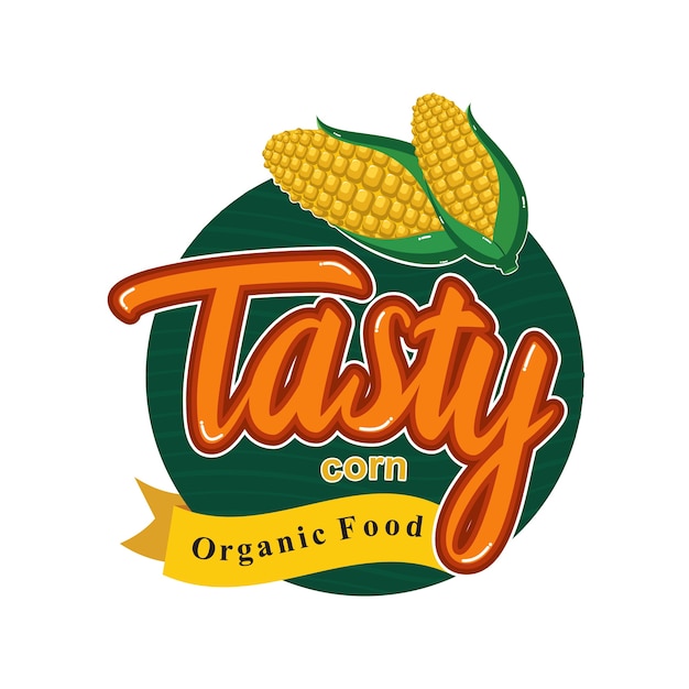 Tasty healthy meal with fresh corn emblem badge