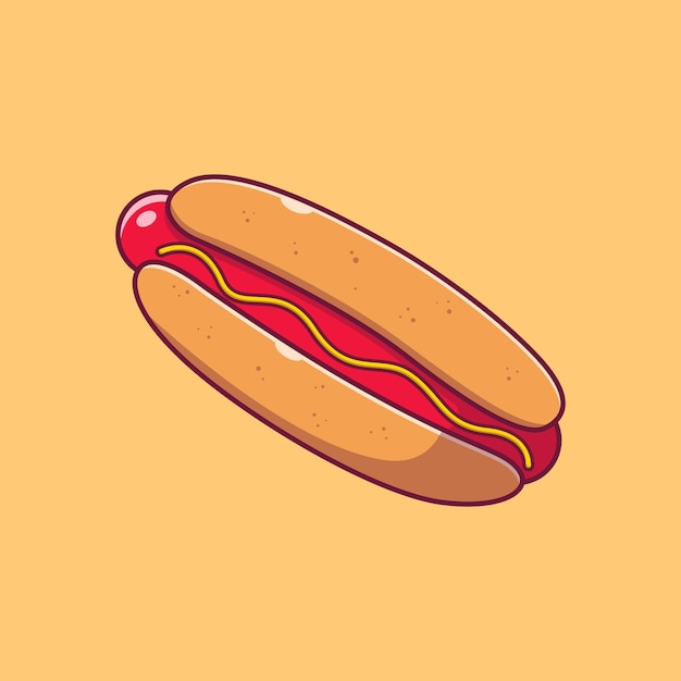 Tasty Hotdog with Mustard Flat