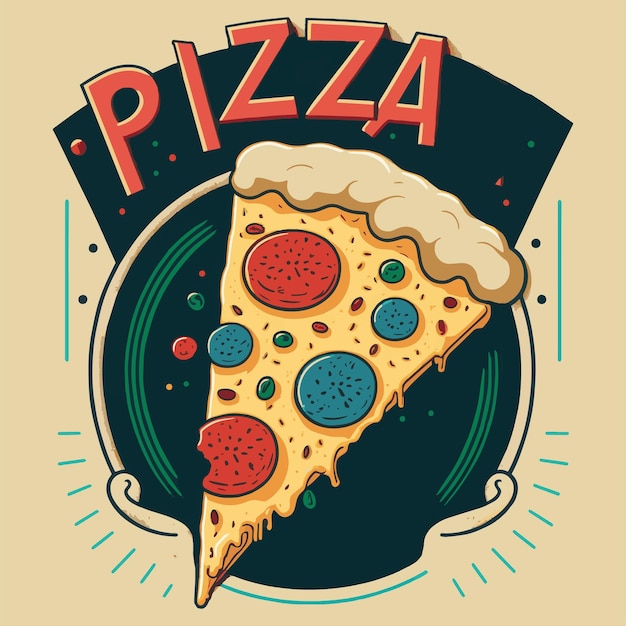 Vettore gustosa illustrazione vettoriale della pizza italiana per logo o poster