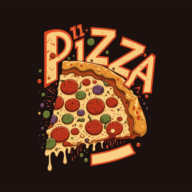 Vettore gustosa illustrazione vettoriale della pizza italiana per logo o poster