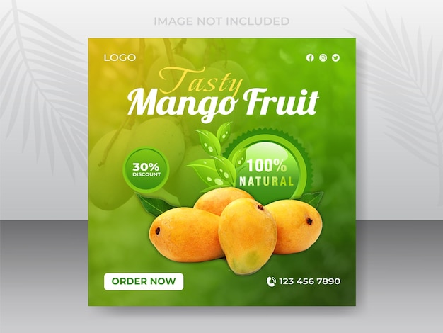 Vector tasty mango fruit for social media post design template