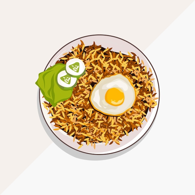 Вектор Вкусный наси горенг или жареный рис иллюстрация азиатской кухни