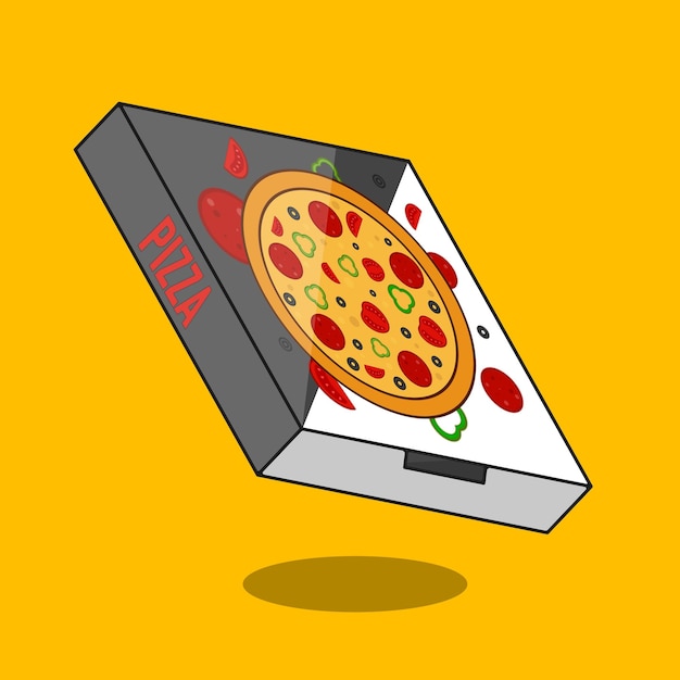 Tasty pizza box order illustration vector icon