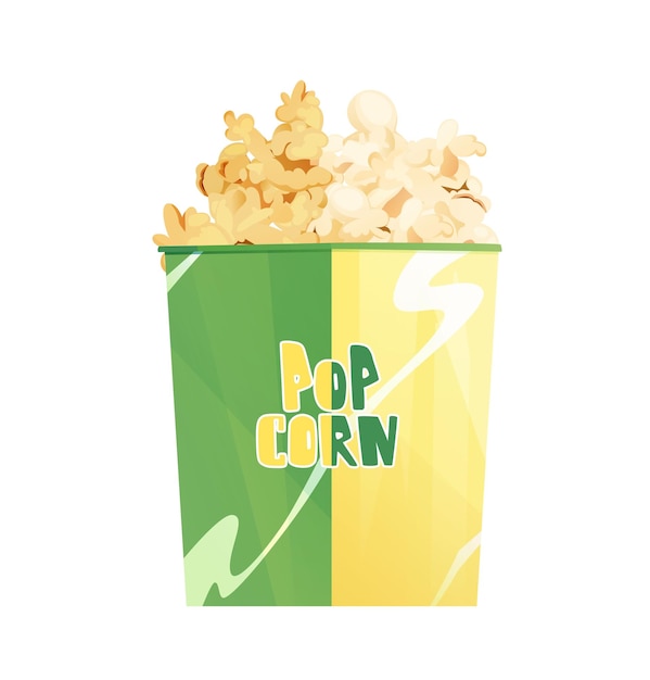 Gustosi popcorn in scatola verde e gialla