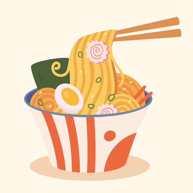 Tasty ramen noodles vector image