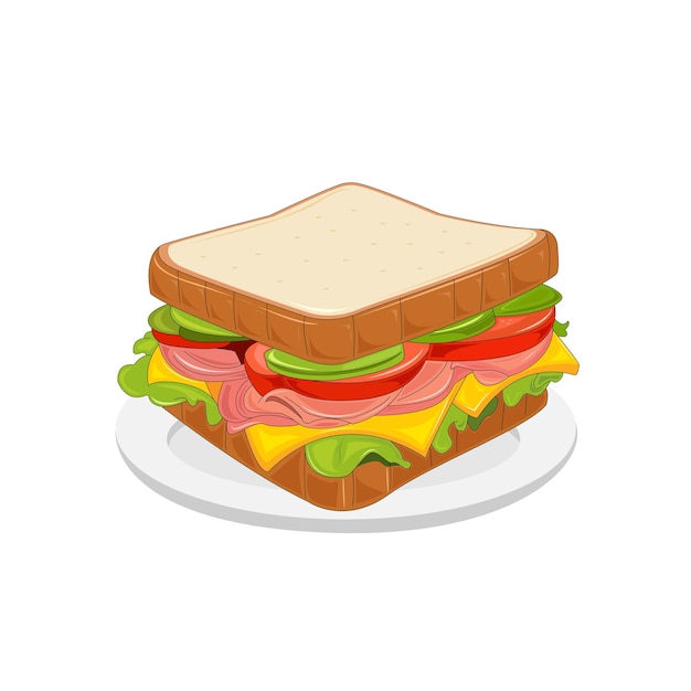 テイスティ・サンドイッチ・ファストフードのベクトルイラスト