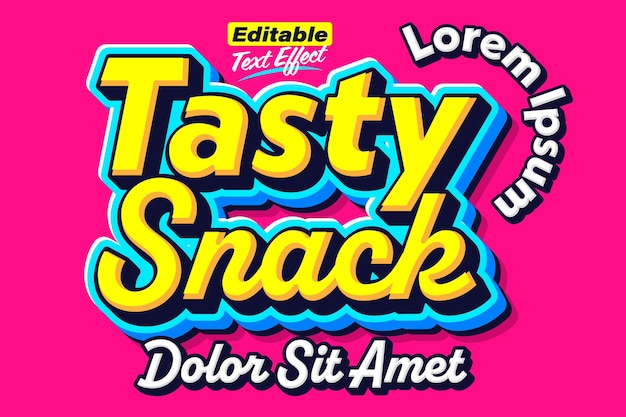 Vector tasty snack colorful cartoon text effect