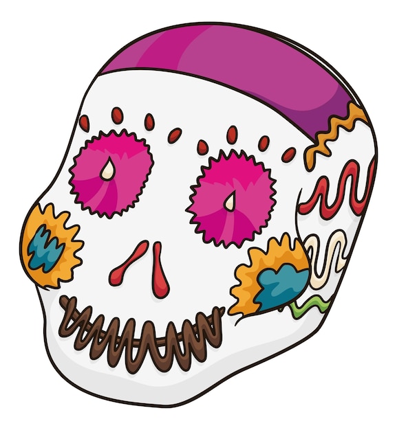 Vector tasty sugar skull with delicious decoration to celebrate the mexican day of the dead