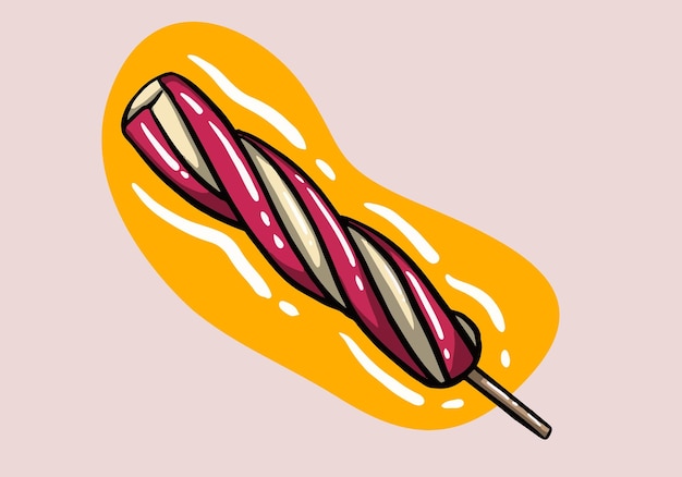 Tasty twisted colorful ice cream. Stick lolly ice-cream isolated on background. Vector illustration