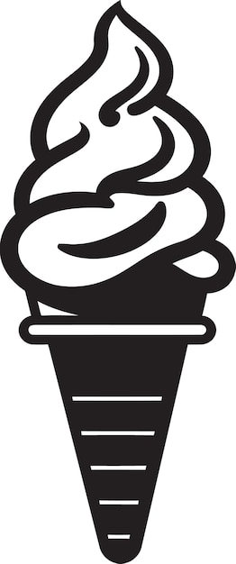 Tasty Twists Cone Ice Cream Icon Delicious Frost Black Emblem Treat (Icon van het lekkere ijs van de kegel)