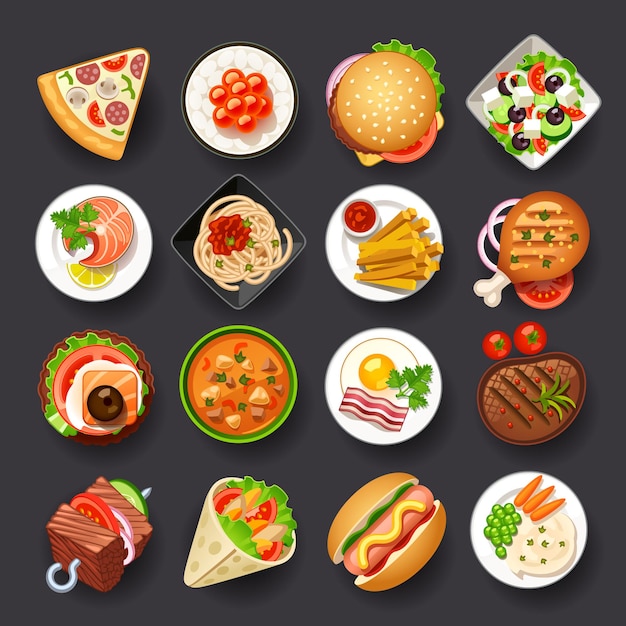 Vector tasty vector icondishes set