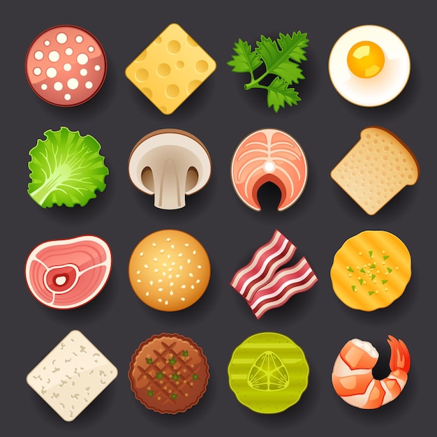 Tasty vector iconfood set