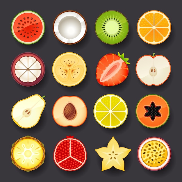 Tasty vector iconfruit set