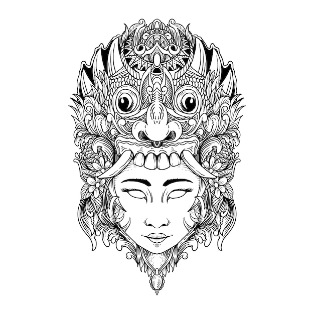 Tatoeage en t-shirt rangda en vrouw