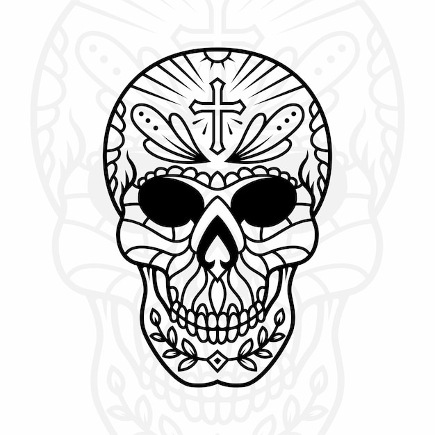 Tatoo skull art illustration