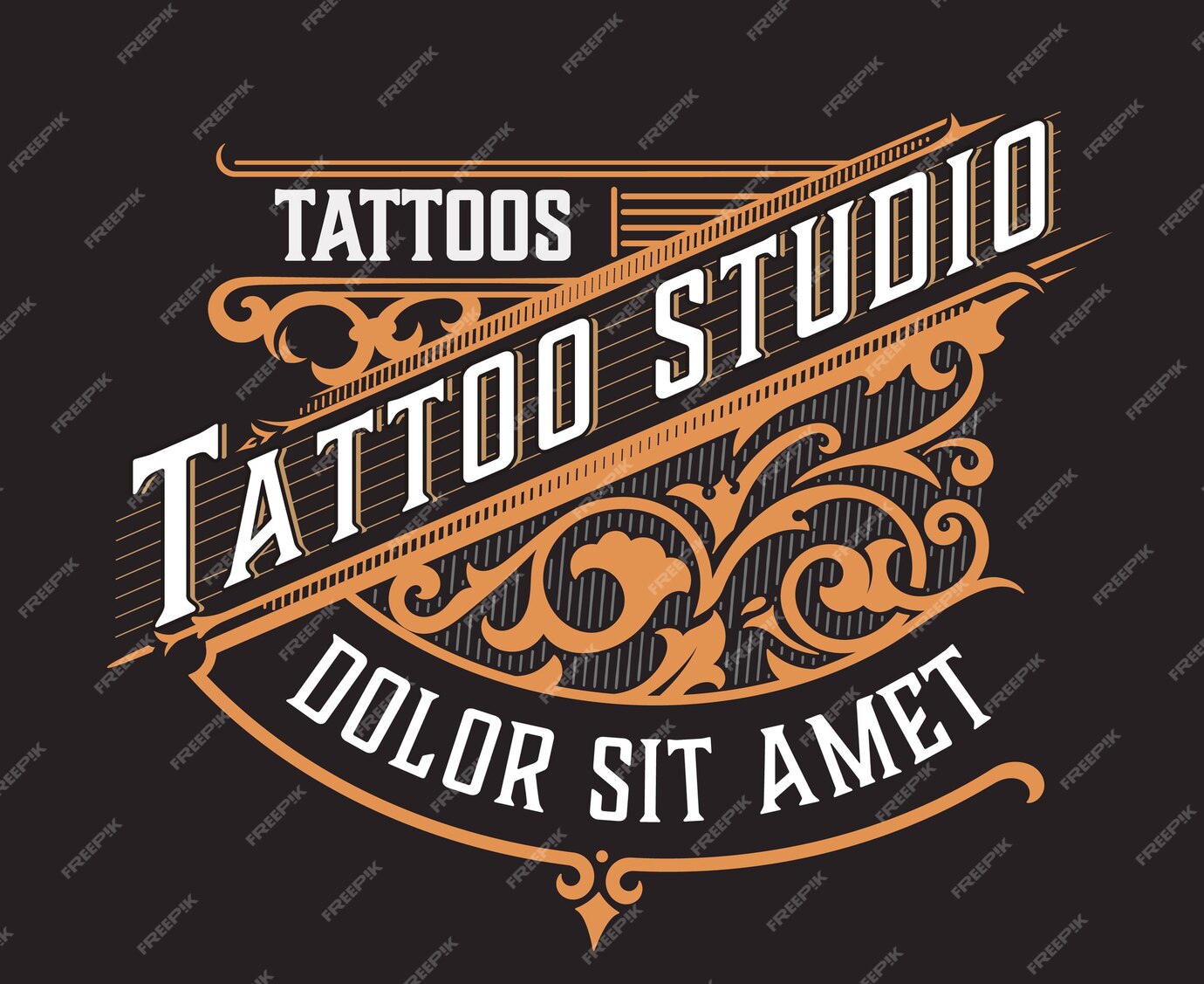 Premium Vector | Tatto logo with floral ornaments