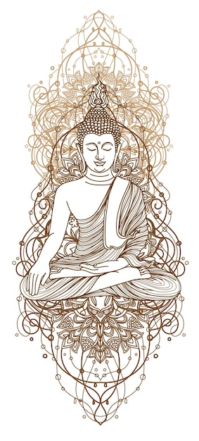 Vector tattoo art buddha thai design hand drawing and sketch