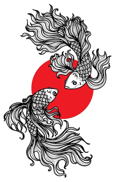 Fighting Fish Tattoo Design Vector for Sticker Stock Vector  Illustration  of asian fish 100693601