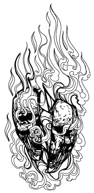 tattoo art skull sketch black and white