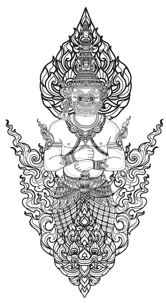 Искусство татуировки тайский гигантский узор литература ручной рисунок эскиз