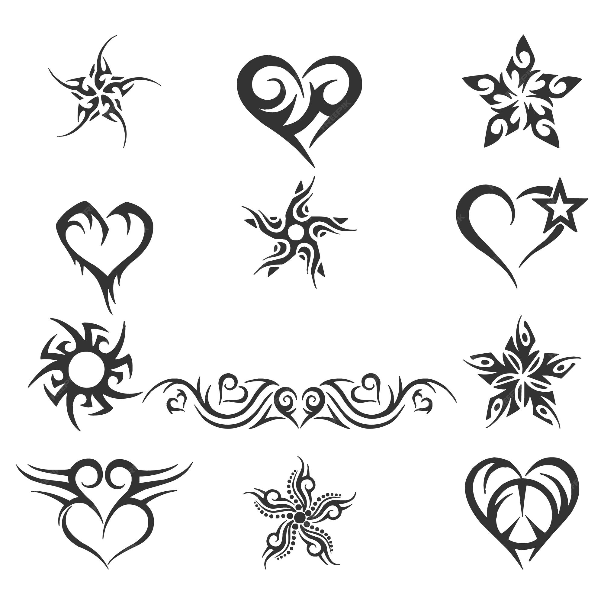 Tattoo art tribal tattoo collectie tekening en schets zwart en wit
