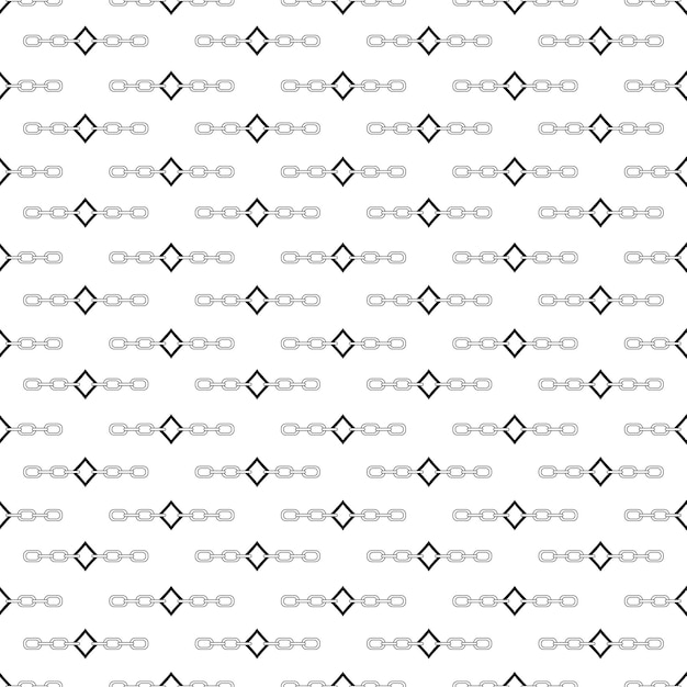 Tattoo chain with diamonds pattern in the style of the 90s 2000s Black and white seamless pattern illustration