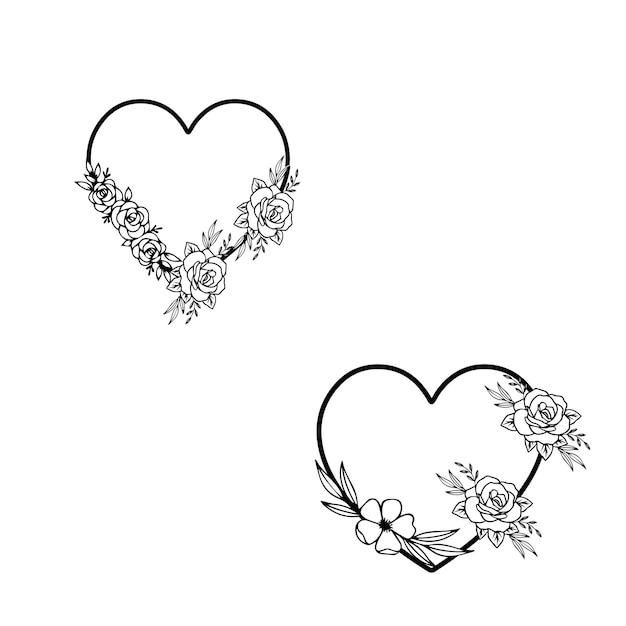 Un disegno del tatuaggio per un cuore con rose su di esso.