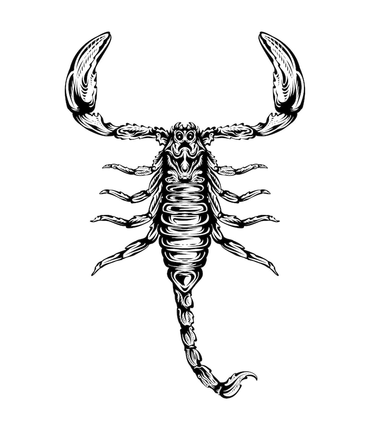 Vector tattoo design scorpion hand drawing sketch scorpion predatory animal in vintage engraving style