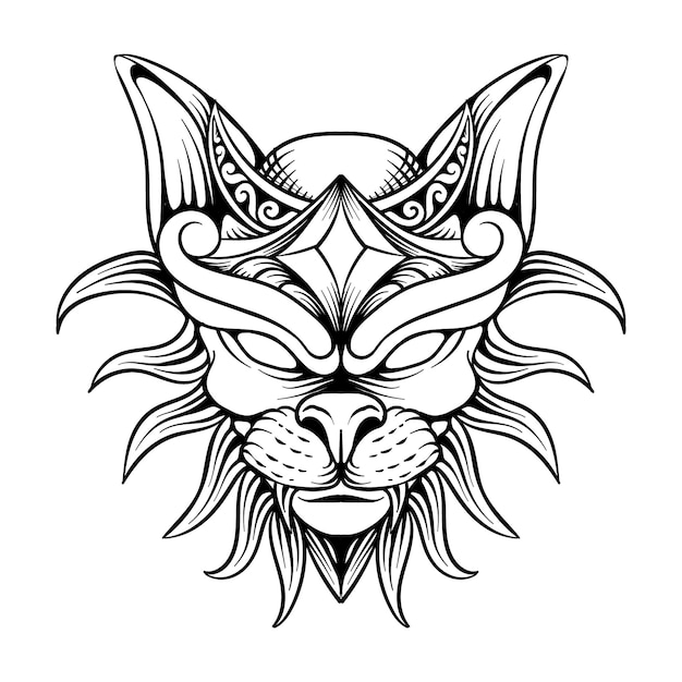 tattoo design sphynx black and white line art