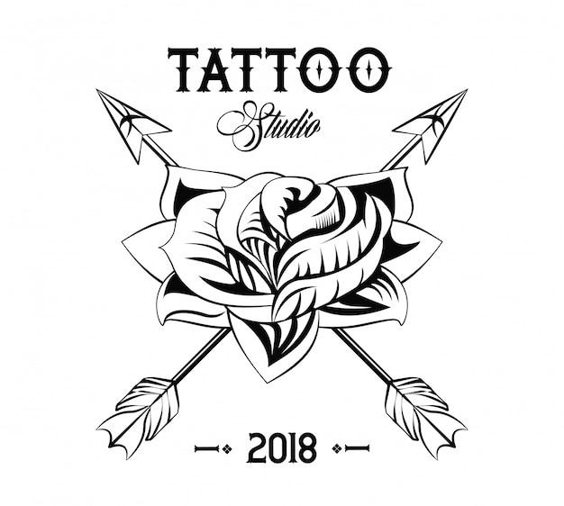 Vector tattoo design with old school drawings