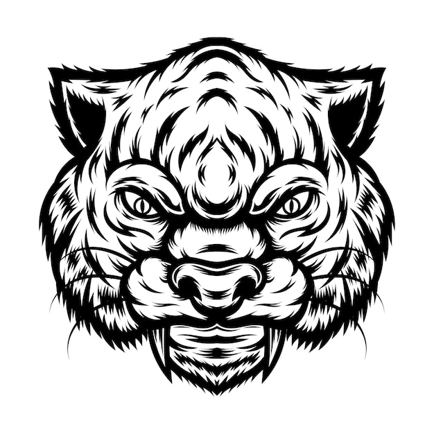 Tattoo en T-shirt ontwerpen zwart-wit Leopard-gezicht