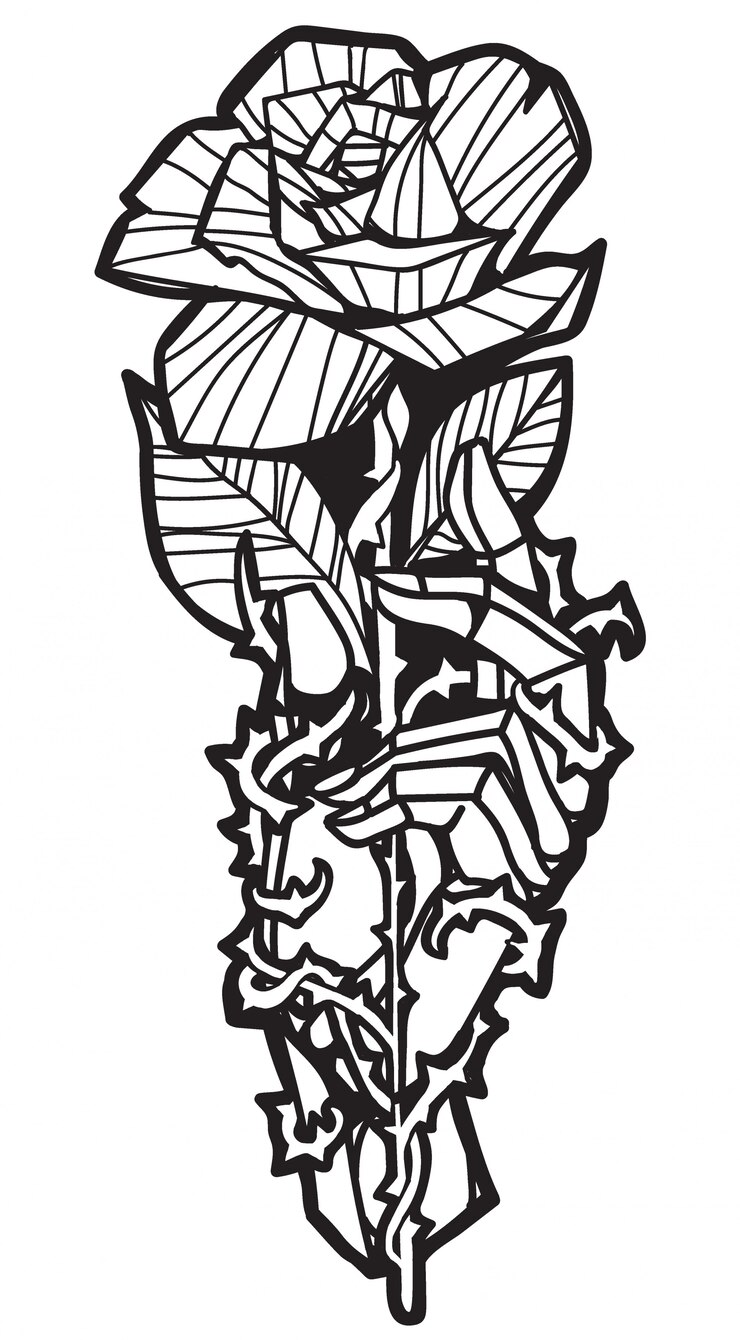 Vector tattoo flower in hand