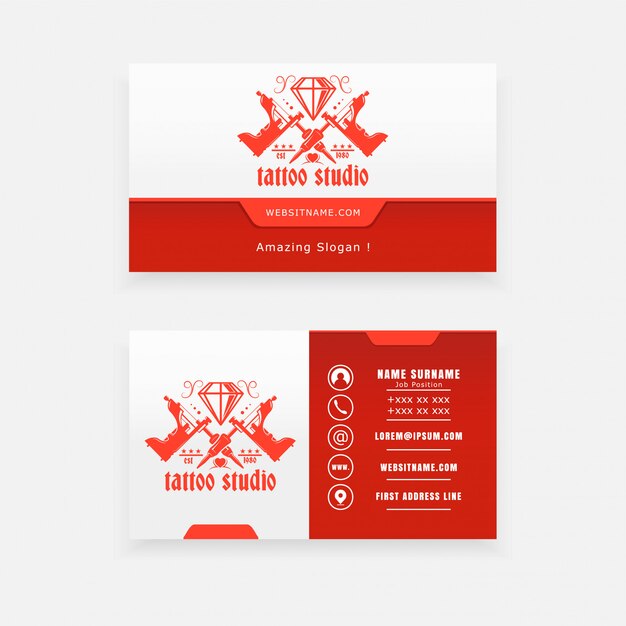 Tattoo machine logo concept, business card tattoo salon