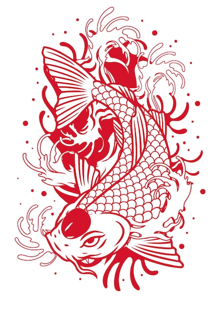 Tatuaggio di pesce koi giapponese rosso