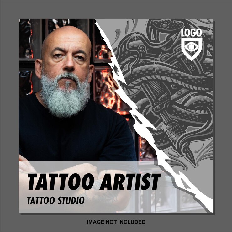 Vector tattoo social media feed poster