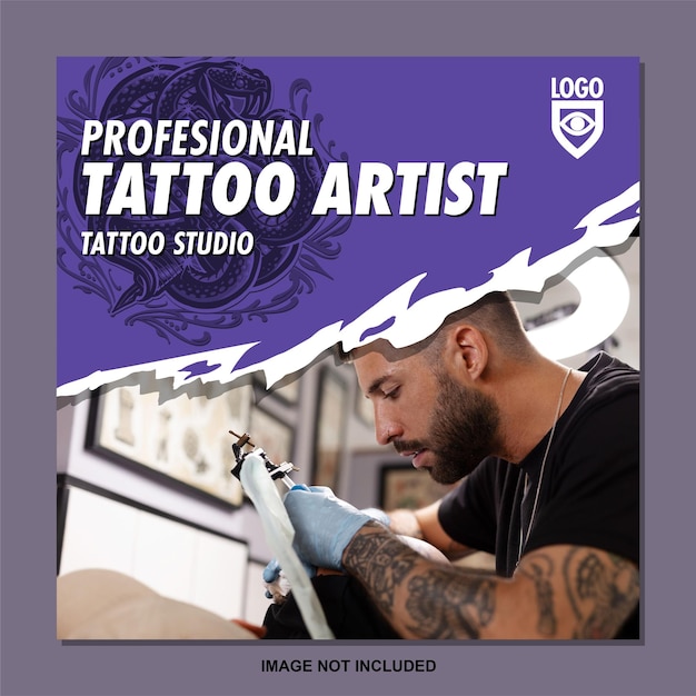 Vector tattoo social media feed poster