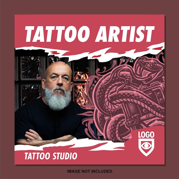 Vector tattoo social media feed poster