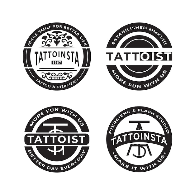 Tattoo Studio Logo Template Set