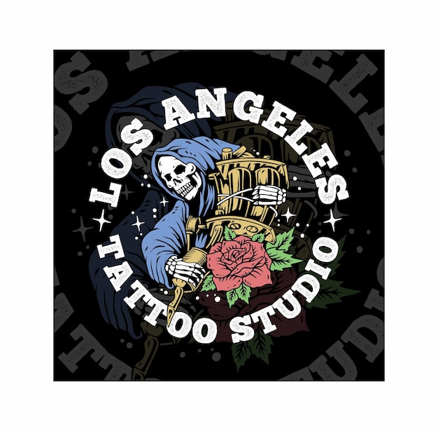 A tattoo studio logo with the word los angeles on it