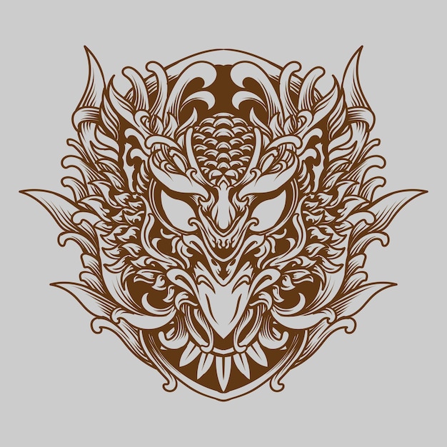 Tatuaggio e t-shirt design ornamento incisione testa di uccello