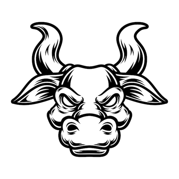 Tatuaggio e t-shirt design in bianco e nero bull illustration