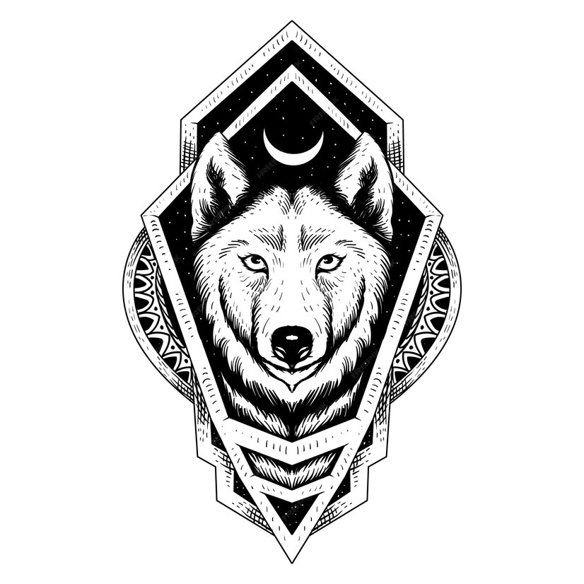 Premium Vector | Tattoo and t shirt design wolf and ornament mandala