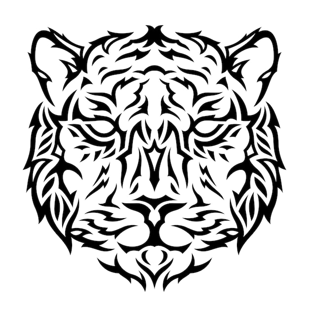 Vector tattoo vector art with black tribal tiger head