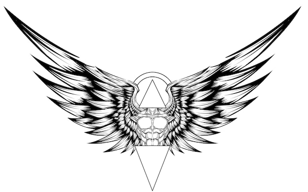 Vector tattoo vector body with angel wings